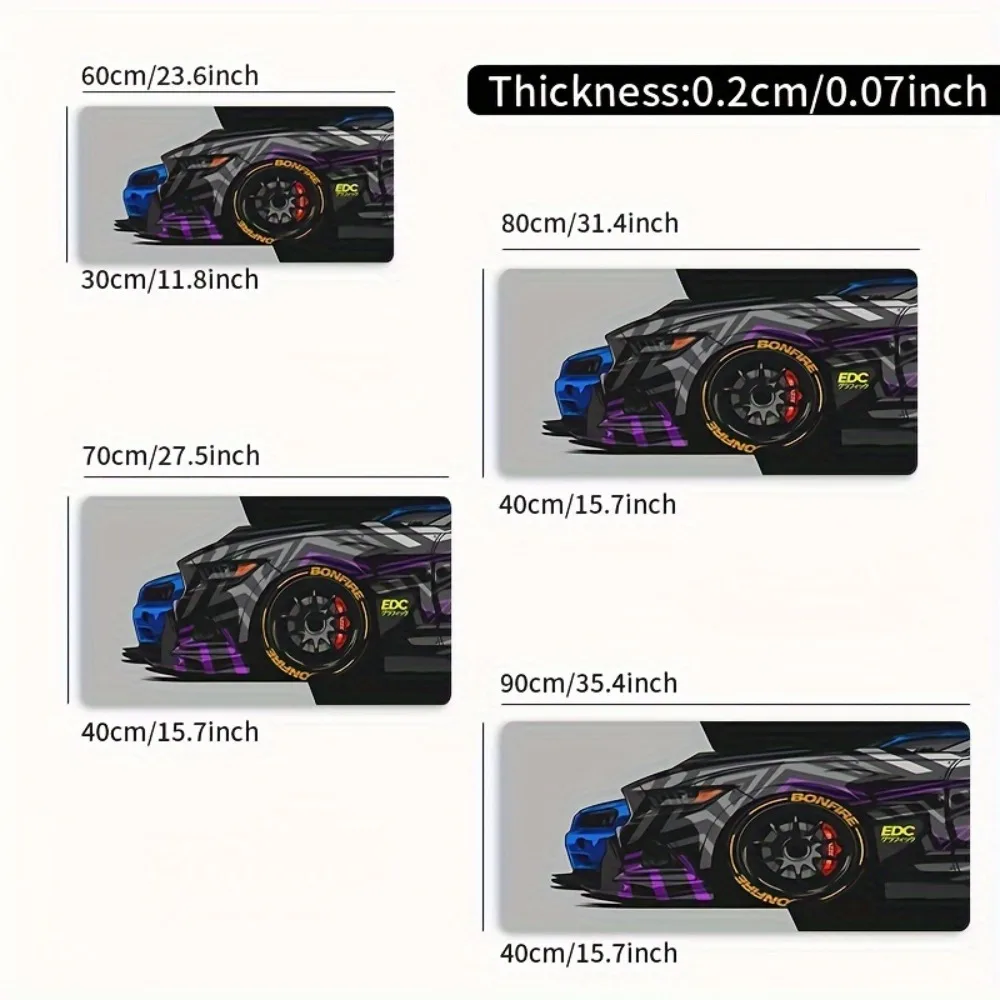 Car pattern mouse pad, soft, natural rubber, anti-slip desktop pad, game mouse pad, modified car pattern desk accessories