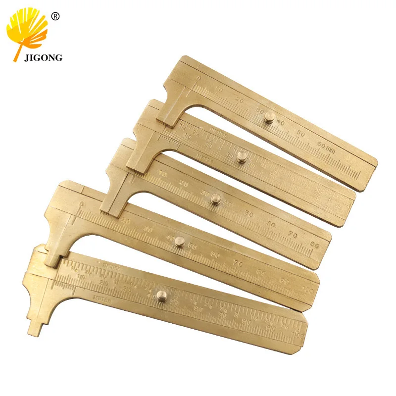 Brass Mini Caliper Vernier Caliper Single/Double Scale Measuring Ruler Portable Pocket Vintage Brass Caliper