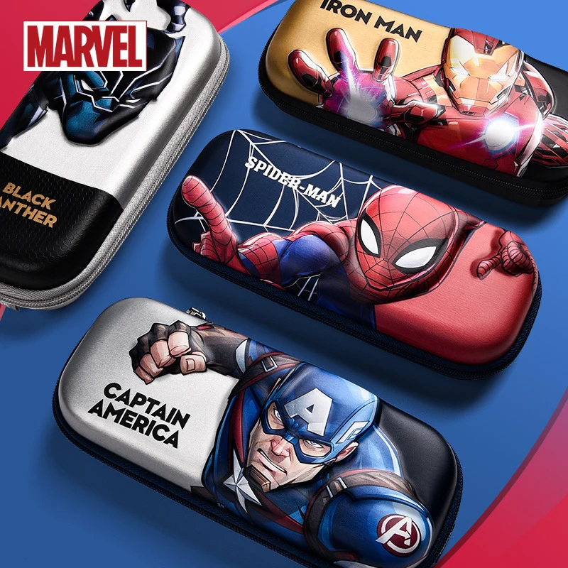 Marvel Super Heroes Black Panther Kids Stationery Box 3d Cartoon Pattern Pencil Case Spider-man Boys Anime Pen Case Stationery