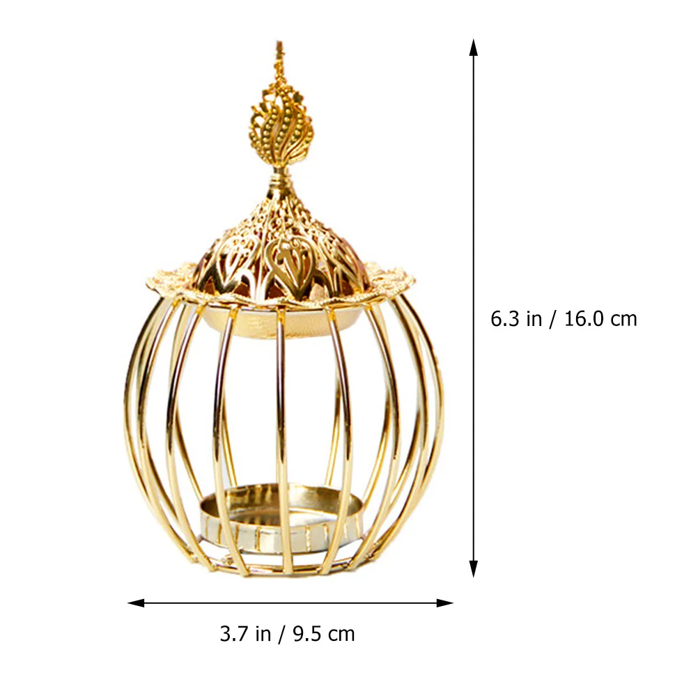 

2pcs Metallic Gold Incense Burner Candlesticks Middle East Style Decorative Holder Deluxe Golden Censer Creative Aroma Burner