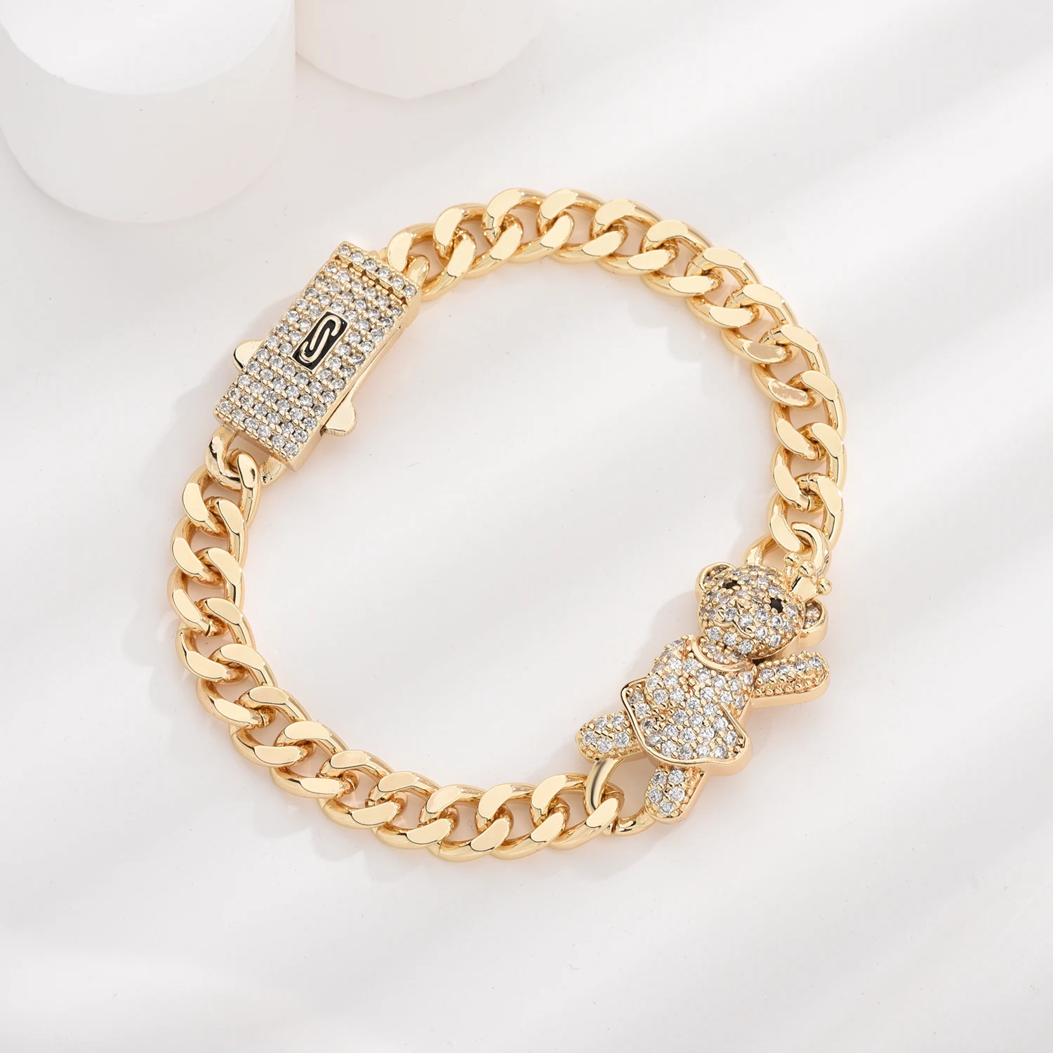 ‌Bear Bracelet Cute Copper Jewelry Gift for Women Sparkling Zircon Dainty Accessories Anti Tarnish