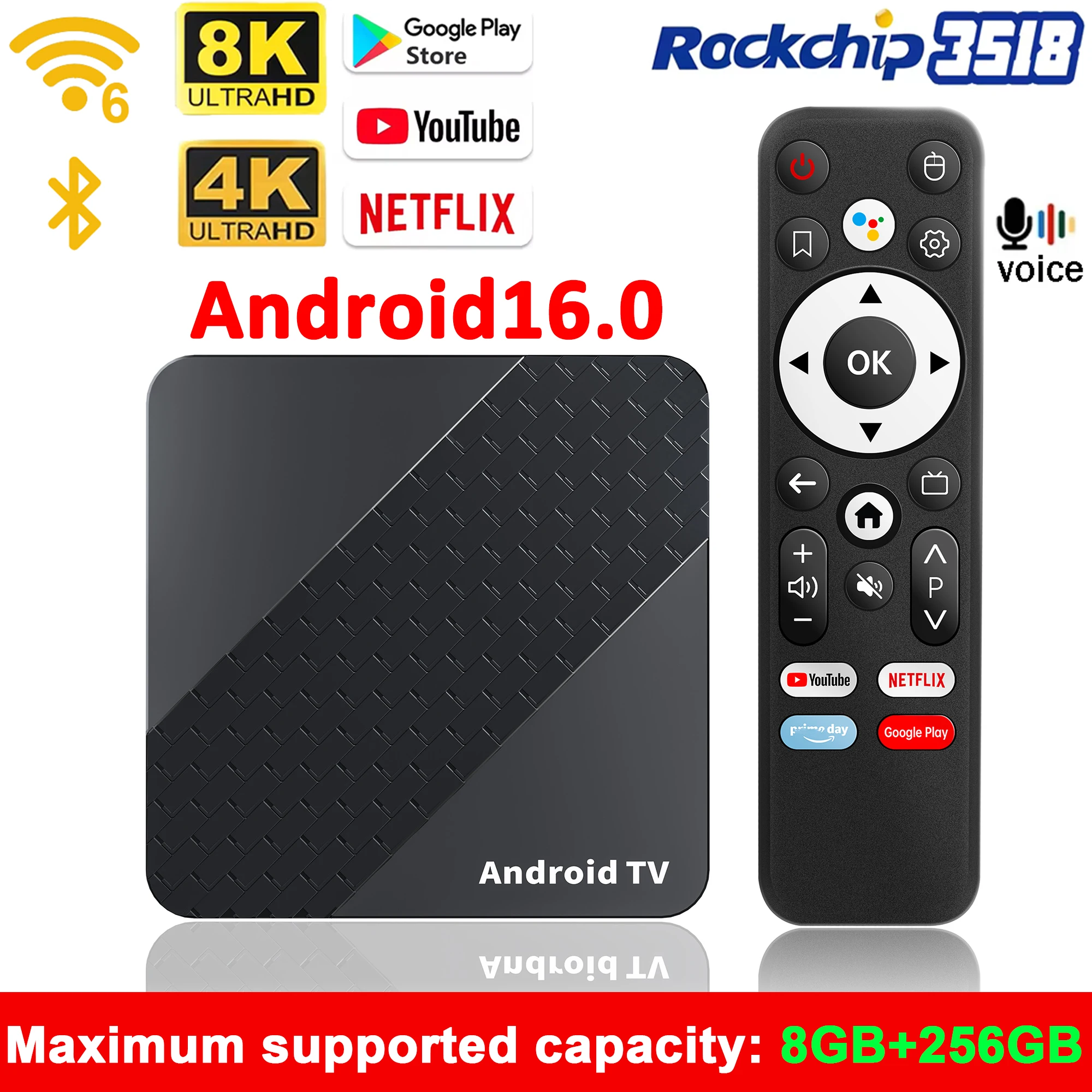 

New Smart TV Box X10 Support Android16 RK3518 5G Dual Wifi6 BT5.4 Google Voice Assistant 4K 8K Netflix Media Player Set Top Box