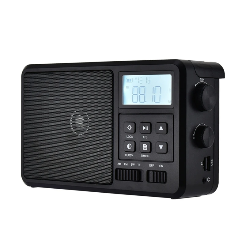 Portable FM Bluetooth-compatible Radio Small Shortwaves Radio Digital LCD Display Speaker with Earphone Port