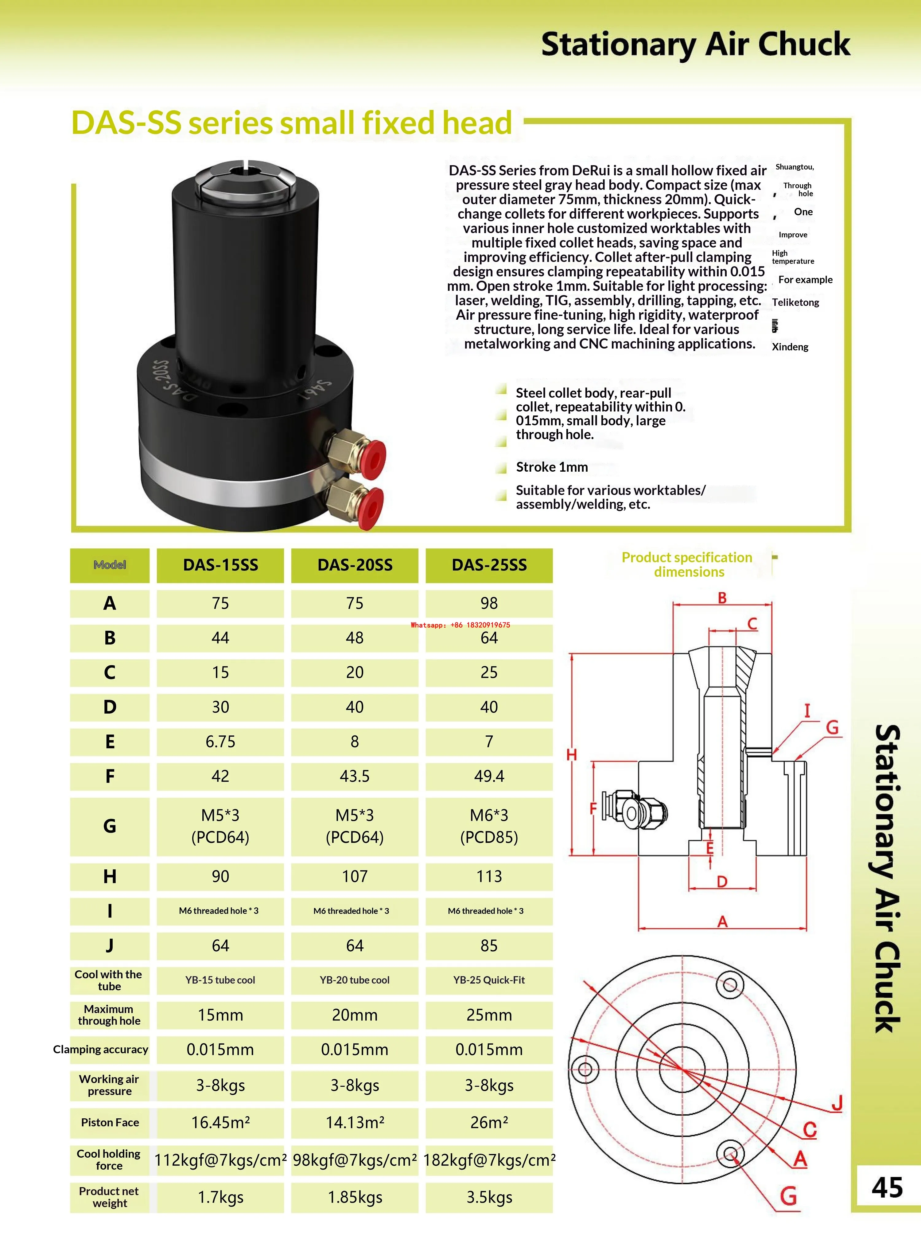 Cyclmotion CNC DAS-25SS Stationary Pneumatic Chuck Base (Vertical Type) – Compatible with Hydraulic Chucks