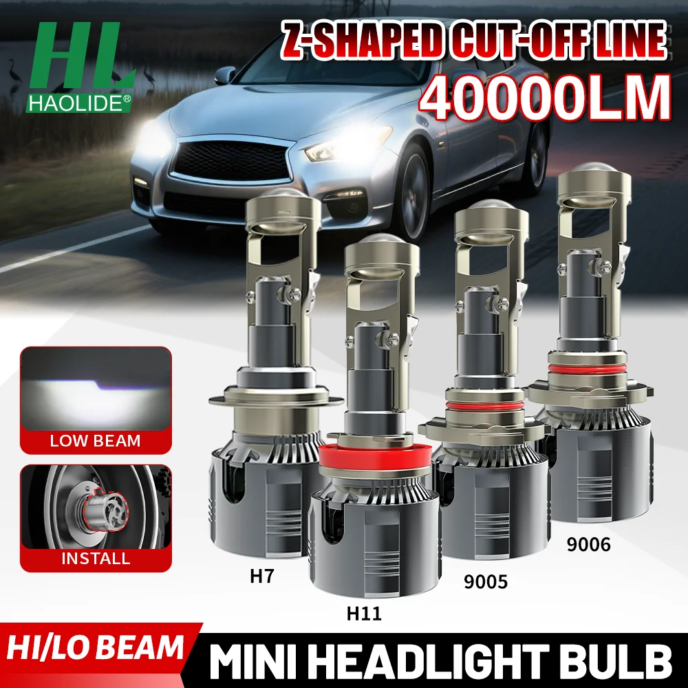 

HL 2Pcs LED H7 Headlight Mini Projector Lens H11 9005 9006 HB3 HB4 6000K Left Hand Driving 40000LM 200W Headlamp 12V RHD