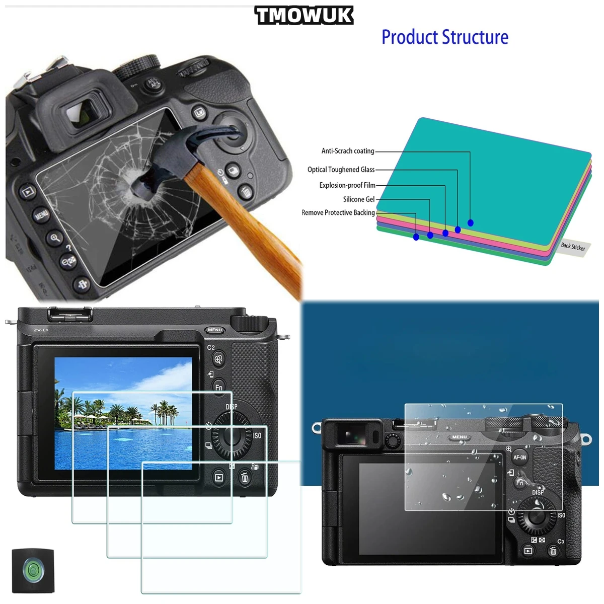 

For A7S3 A7R3 A7RM3 A7RMII A7MII A7MIII A7C, Bubble-Free Application, 9H Hardness Glass Protector.
