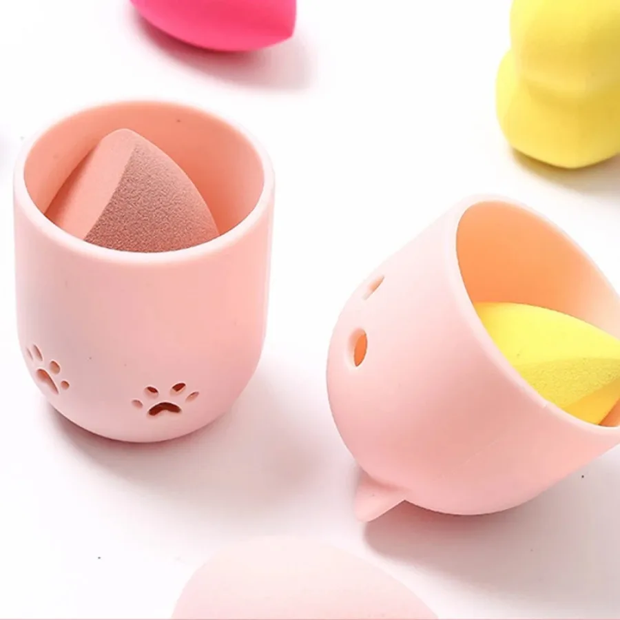 حافظة مكياج محمولة من السيليكون الناعم ، خلاط بودرة للتجميل ، حامل إسفنجي ، حافظة تجفيف ، علبة مستحضرات تجميل ، 1 * *