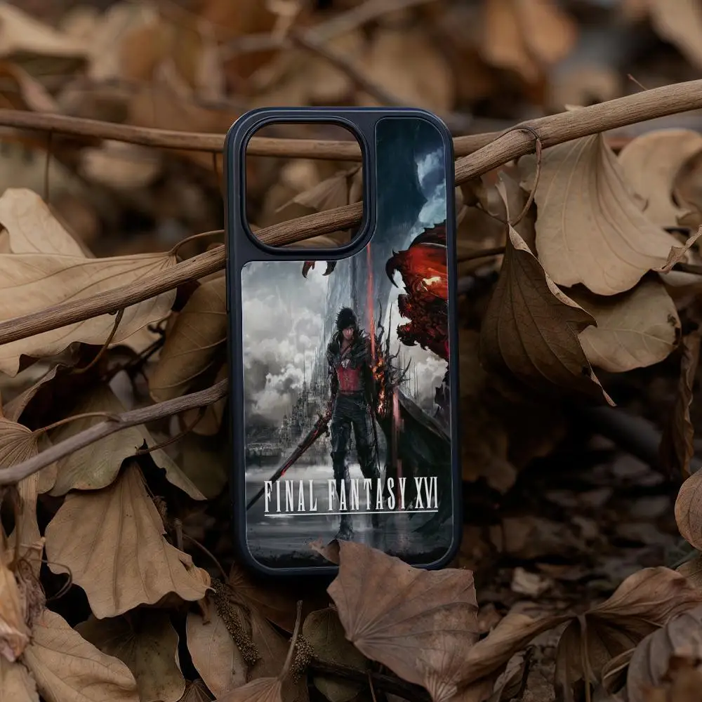 Чехол для телефона Game Final Fantasy XVI для iPhone 16, 15, 14, 13, 12, 11 Pro Max Plus, черная рамка, акриловый твердый корпус из углеродного волокна