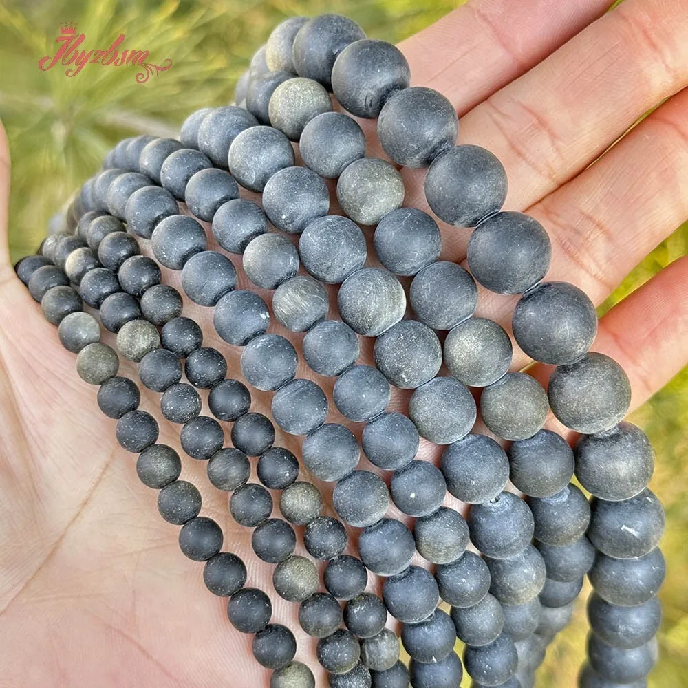 6mm/8mm/10mm Natural Frost Gold Obsidian Stone Beads Round For Necklace Bracelat Jewelry Making Strand 15 Inches DIY Loose Beads