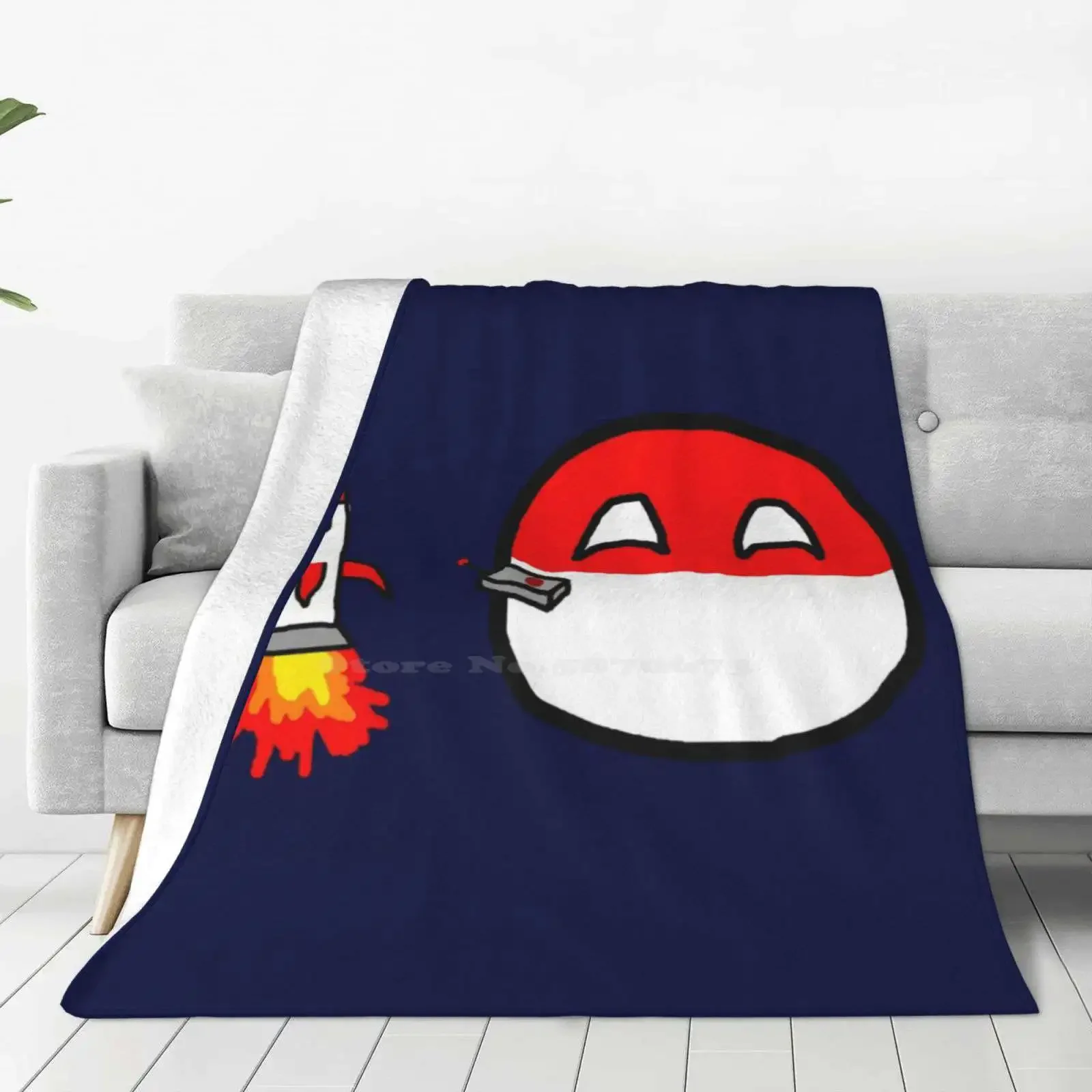 Polandball Can Into Space! Top Quality Comfortable Bed Sofa Soft Blanket Space Rocket Countryballs Meme Satiric