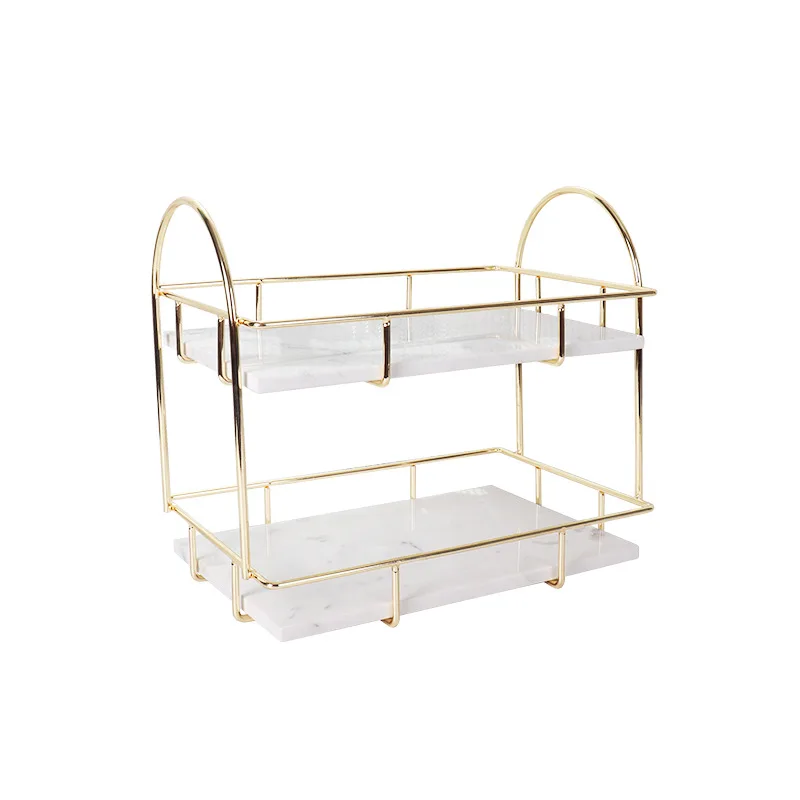 

Makeup table, washstand, bathroom supplies desktop, multi-layer storage tray, light luxury, marble double-layer jewelry
