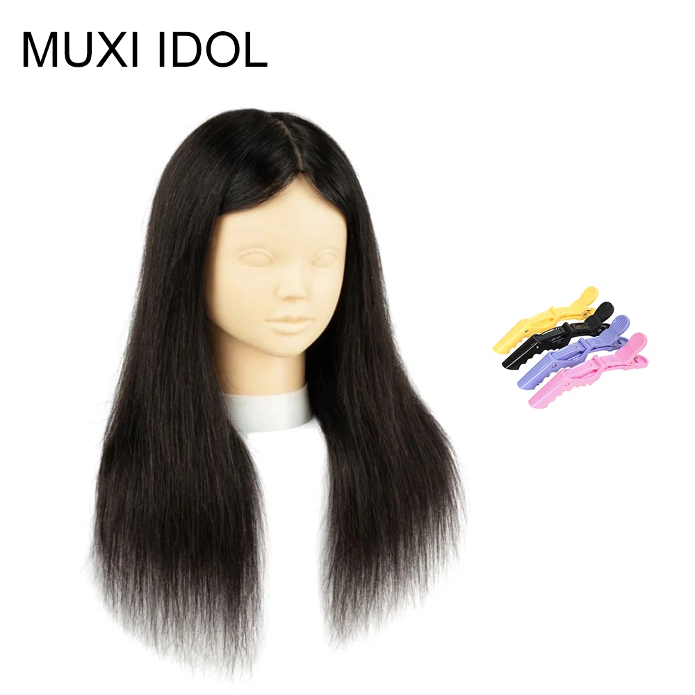 100% Human Hair Mannequin Heads With For Hair Training Styling Can Perm/Dye/Bleach And Practice Makeup