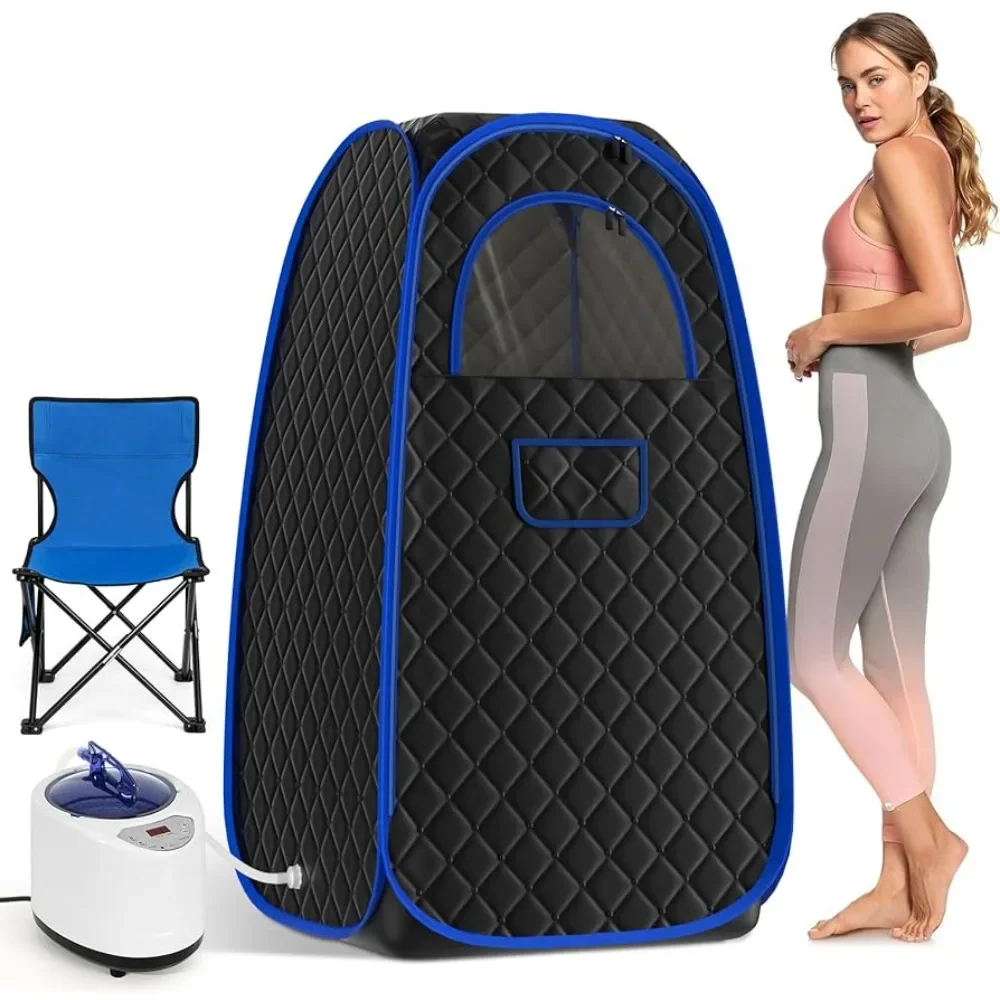 Foldable Steam Sauna, Portable Sauna for Home, Sauna Tent Sauna Box with 2.6L Steamer, Remote Control, Folding Chair