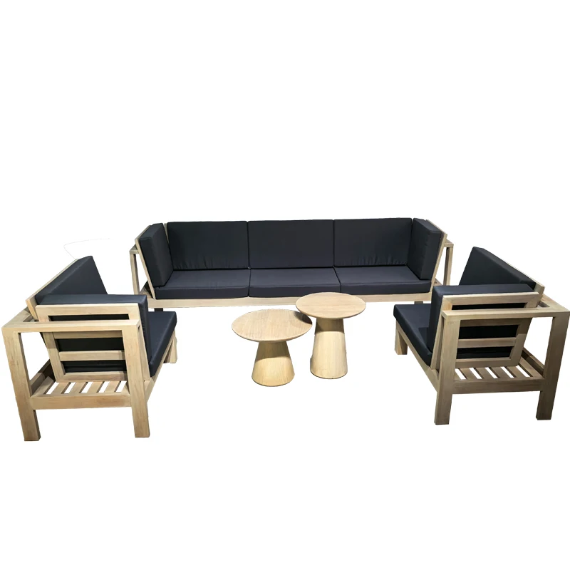 Outdoor courtyard teak sofa combination modern Nordic terrace rooftop leisure sun room solid wood