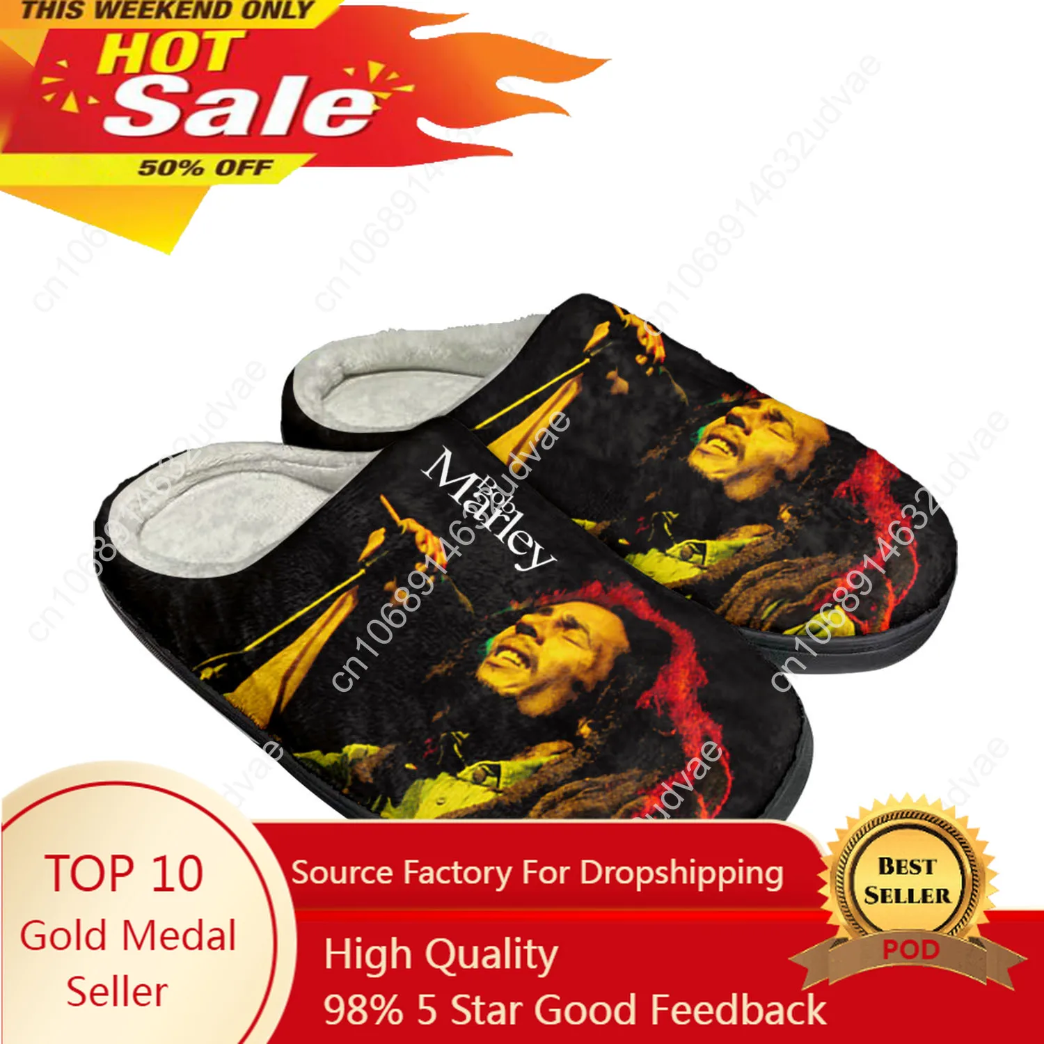 

Reggae Rock Music Star Bob Marley Home Cotton Custom Slippers Mens Womens Sandals Plush Bedroom Keep Warm Shoe Thermal Slipper