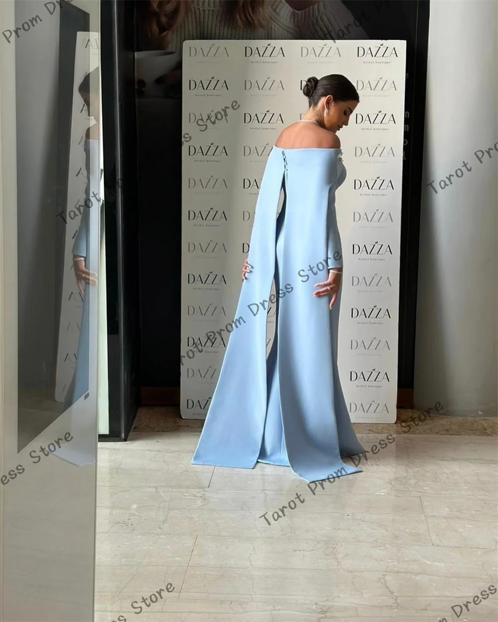 Sexy Satin Off the Shoulder Strapless Mermaid Prom Dresses Long Sleeves Floor-length Evening Gowns Appliques Corset Ball Gowns