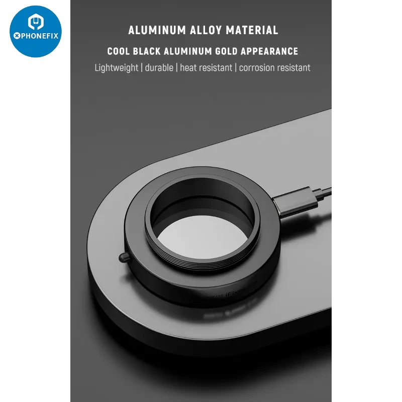 Aluminium Alloy 63mm Microscope Dust-proof High Brightness LED Ring Light Source TYPE-C Port for Phone Soldering Repair Tool