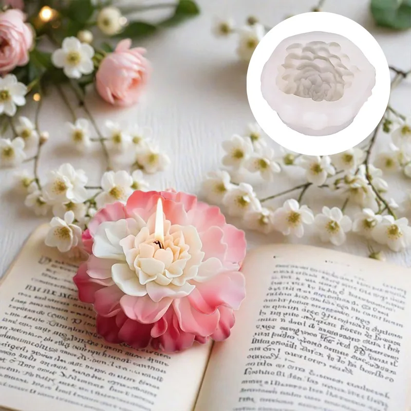 

Peony Candle Molds Handmade 3D Flowers Soap Candle Silicone Mold Ornaments Plaster Cement Resin Mould Baking Decor Making Tools
