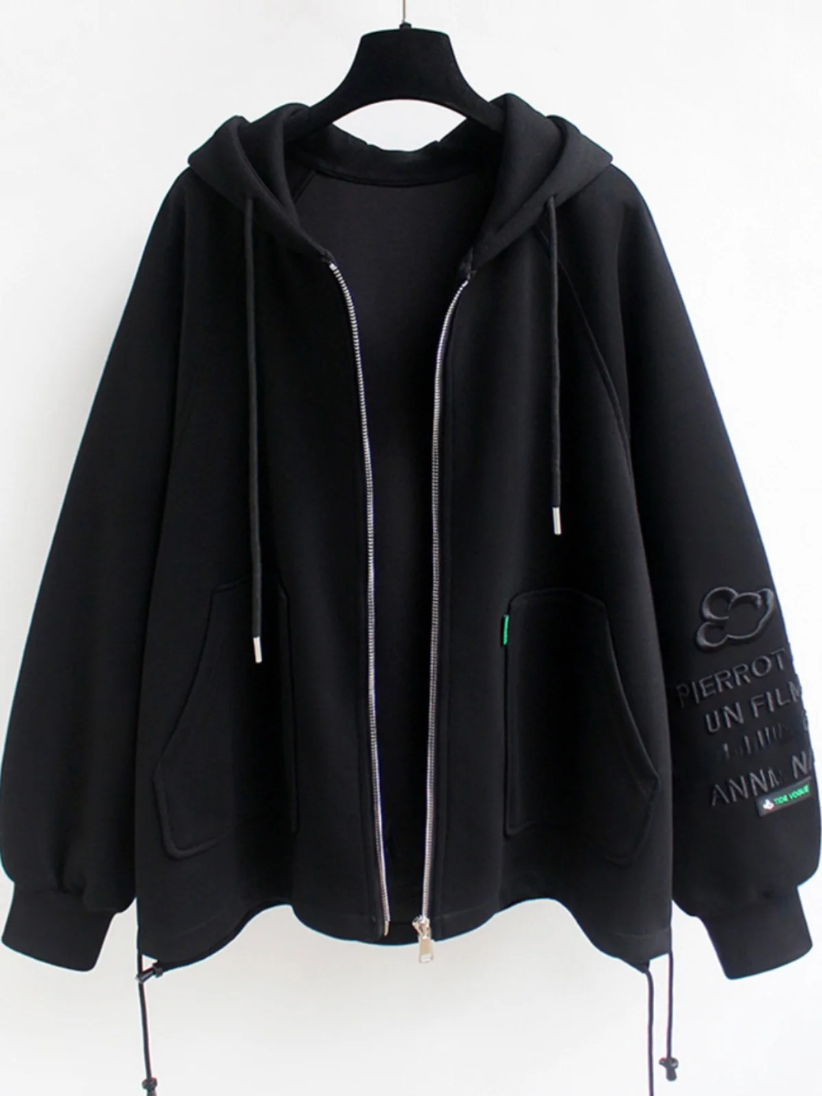 سترة صوفية فضفاضة بغطاء للرأس وسحاب للنساء في الشارع Sle طويلة مبطنة بمنفذ Fce قطعة واحدة غير رسمية