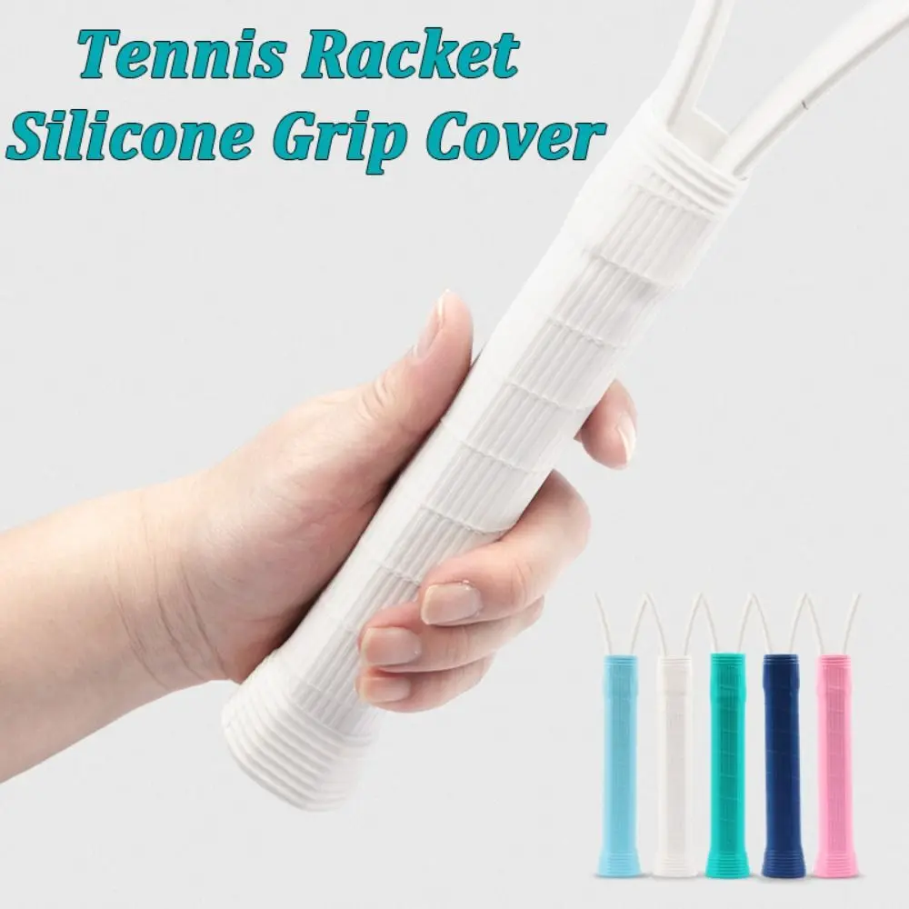 Silicone Tennis Racket Grip Cover Non-Slip Wear-Resistant Tennis Racket Handle Sleeve Replacement Reusable