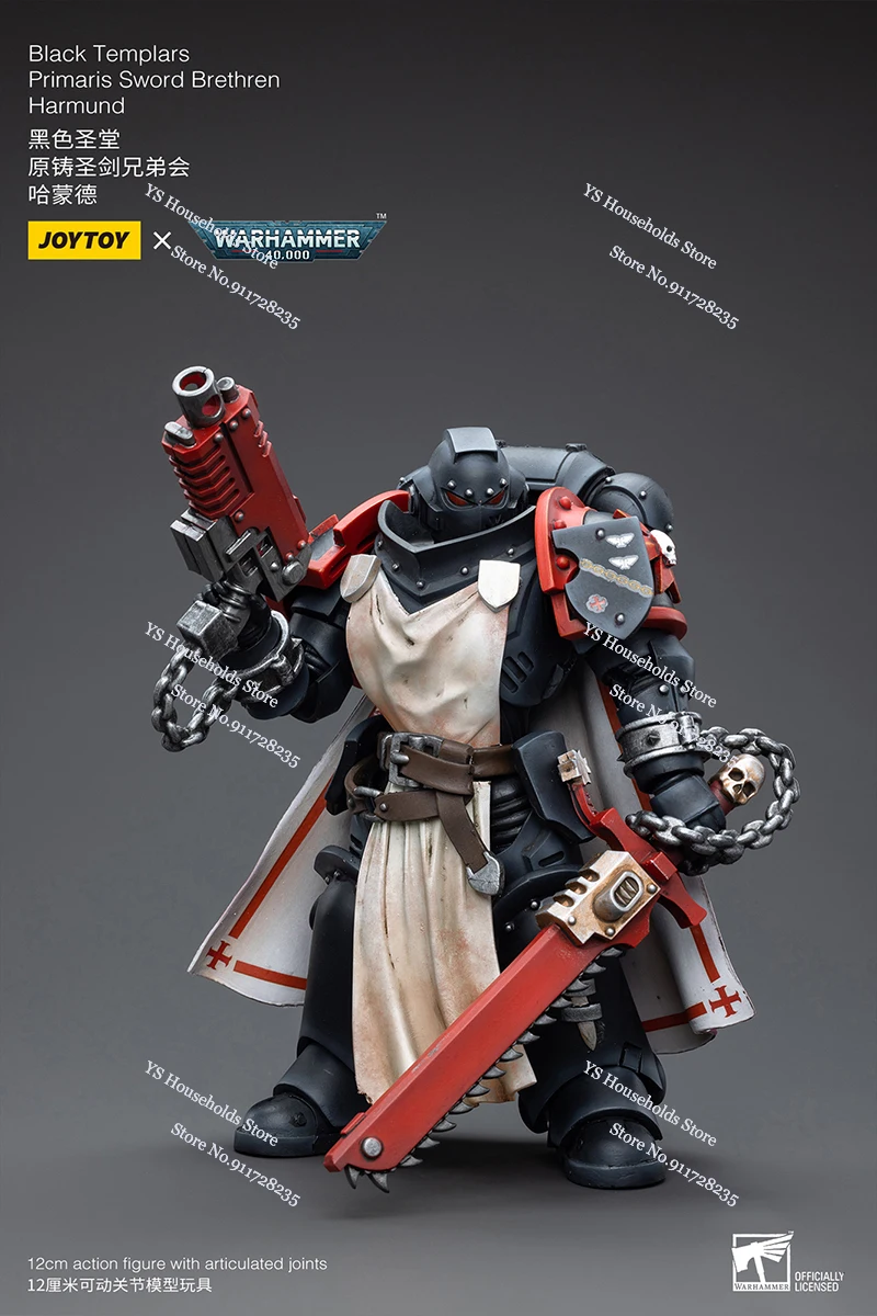 JOYTOY WARHAMMER 1/18 Black Templars Marshal Baldeckrath Primaris Sword Brethren Eberwulf Primaris Harmund Alberic 12cm Figure