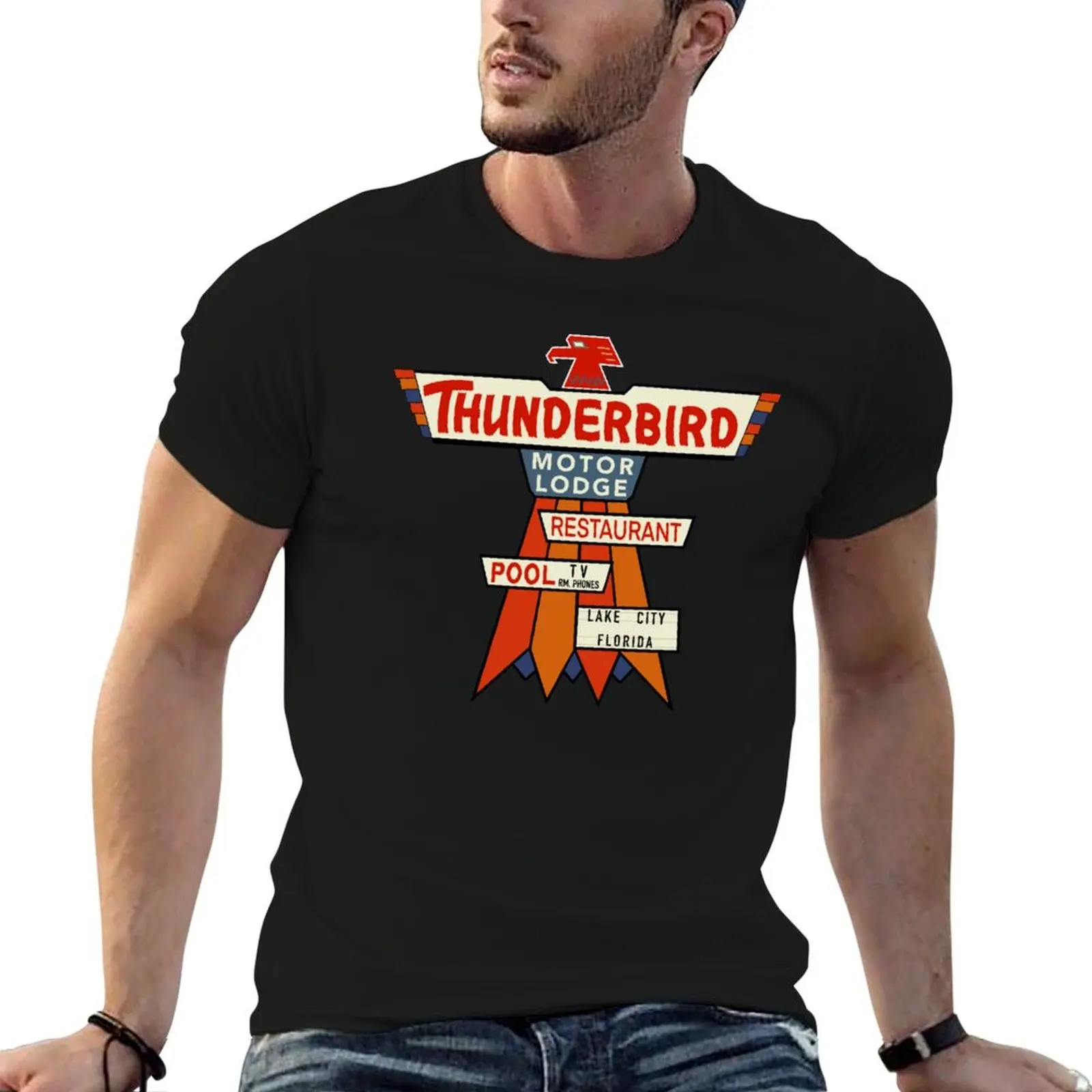

T-Shirt Thunderbird Motel The Sign for Vintage man funny man shirts for shirts t t cotton fit slim