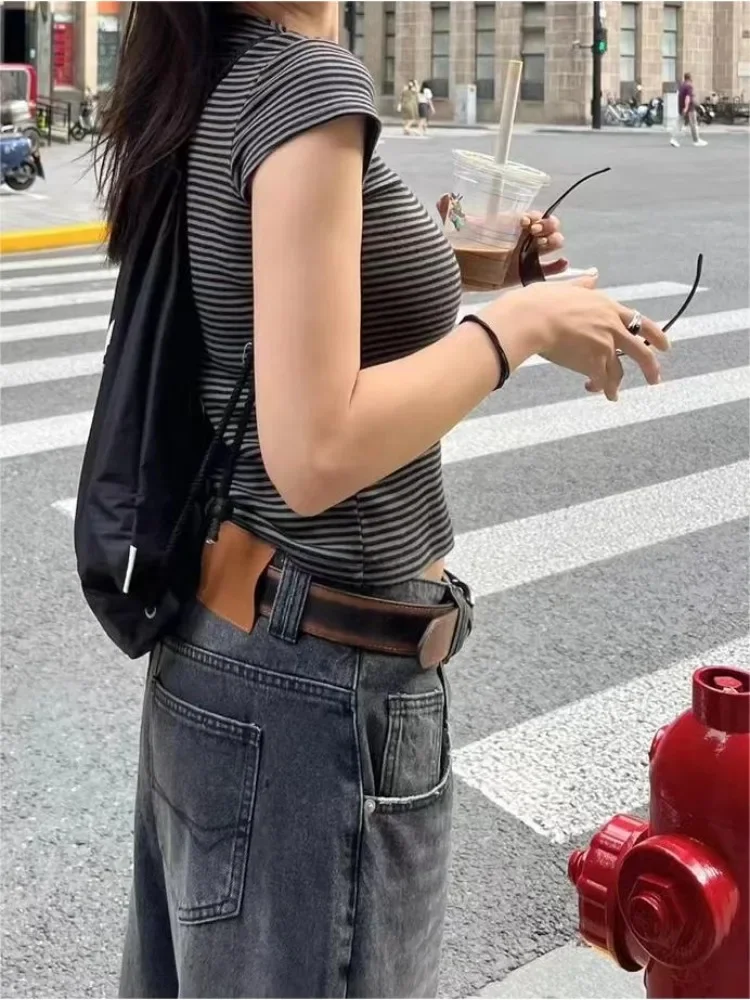 هوتشو Y2k خمر السراويل السوداء امرأة فضفاض Harajuku شورت جينز كبير الحجم الشارع الشهير الكورية نمط عالية النار الدنيم السراويل الصيف