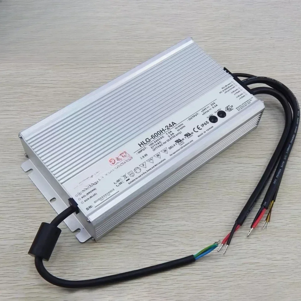 

Light Emitting Diode Driver 600W 25A 24V Average Well HLG -600H-24A + Constant Current Waterproof Driver