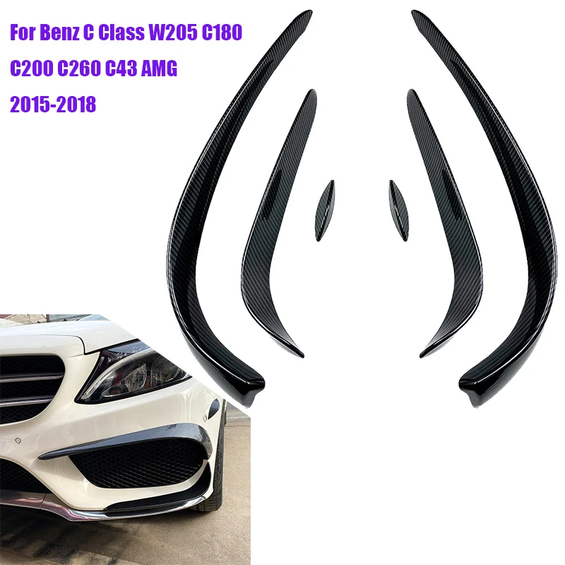 

For Mercedes Benz C Class W205 C180 C200 C260 C43 AMG 2015~2018 Car Front Bumper Spoiler Splitter Cover Fog Light Splitter Trim