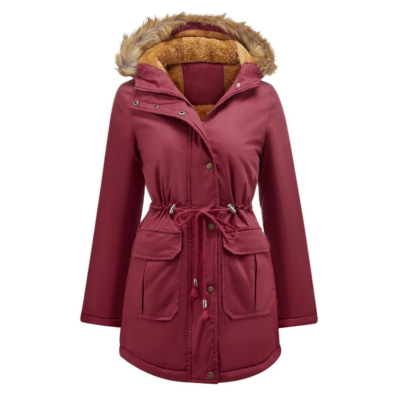 New Padded Jacket with Hooded Fur Collar Winter Warm Coat Large Size Women\'s Padded Jacket