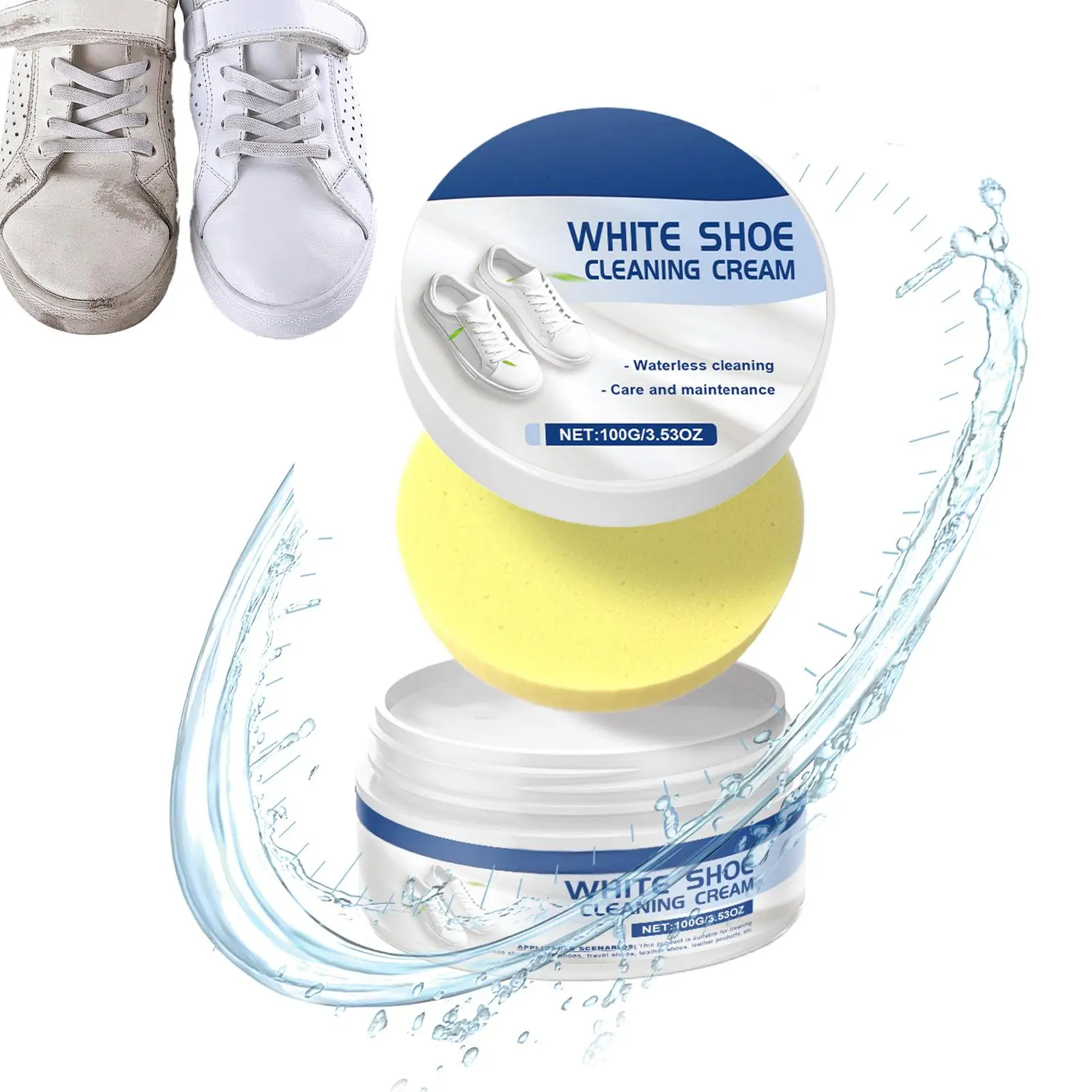 100g White Shoes Cleaning Cream Stains Remover Shoes Whitening All-Purpose Cleansing Cream With Wipe Sponge For Shoes Sneakers