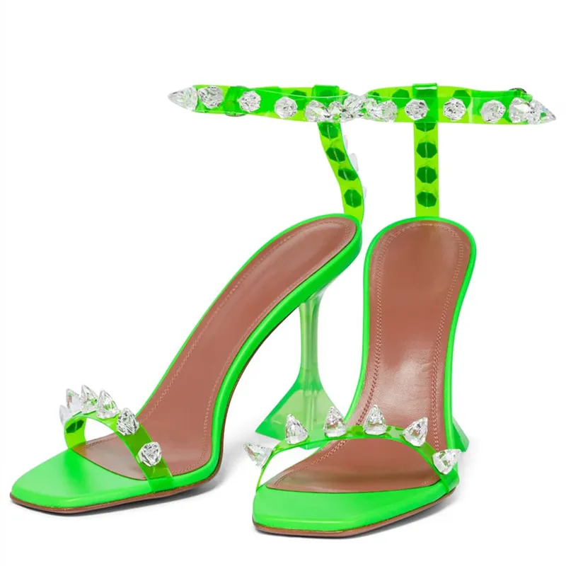 Star style Summer Transparent Women Sandals Fashion Crystal Clear heeled Female Party Prom Shoes High heels Gladiator Sandals