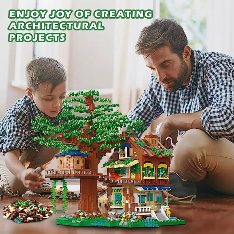 Friends Jungle Camping Tree House Villa Garden 3D Mini Diamond Sets for Girls Assembling Building Blocks Toys Birthday Gifts