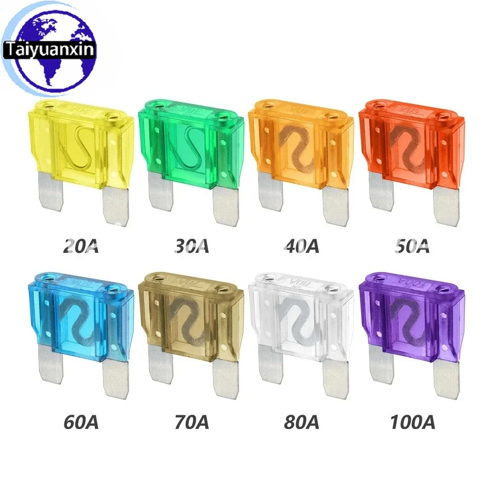 50PCS Zinc 32V Large Size Insurance Plug In Insert Xenon Light Blade Fuse 20A 30A 40A 50A 60A 70A 80A