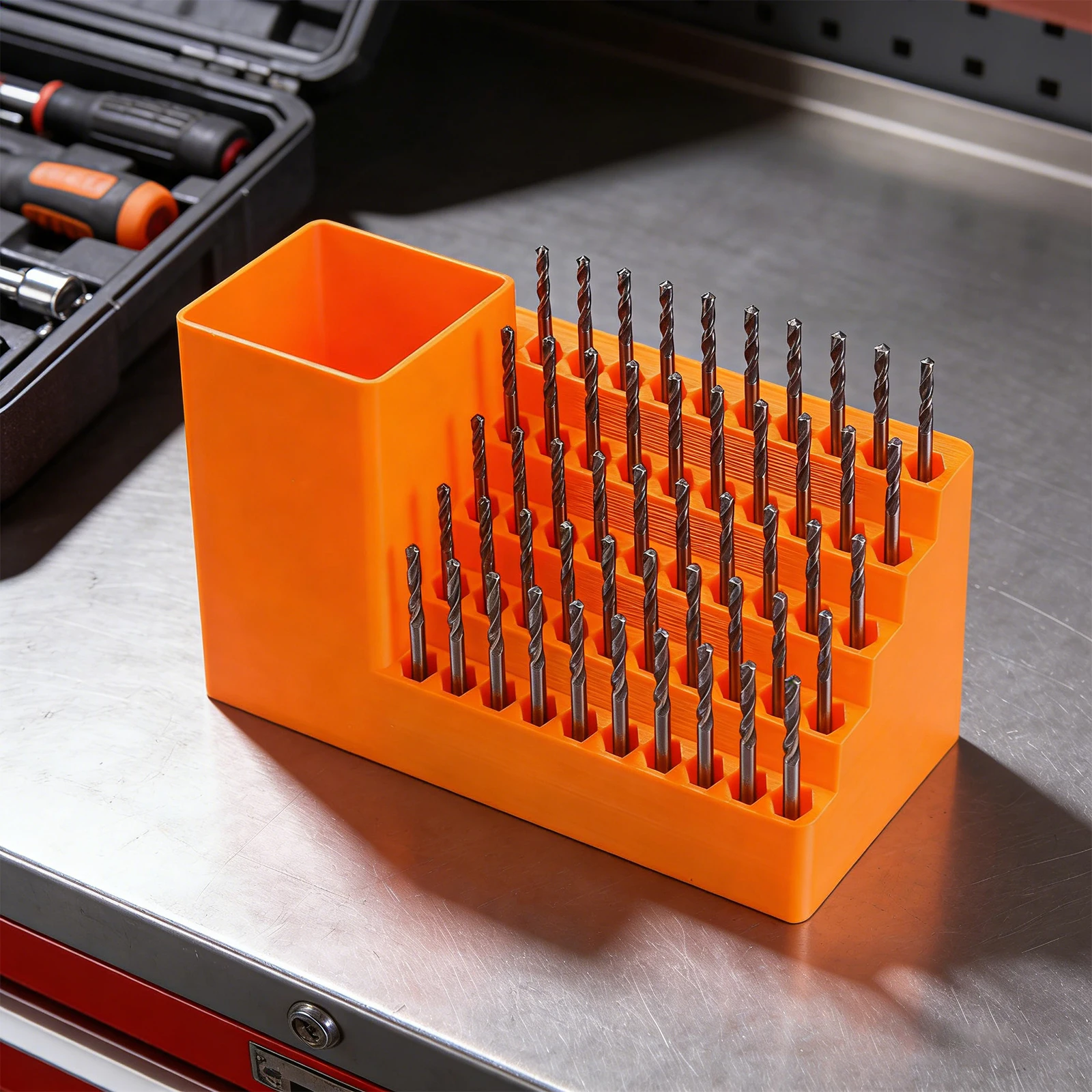 

50-Hole Screwdriver Bit Holder Toolboxes 1/4 Inch Impact Driver Bit Holder Light Weight Plastic Tool Box for Garage Workshop