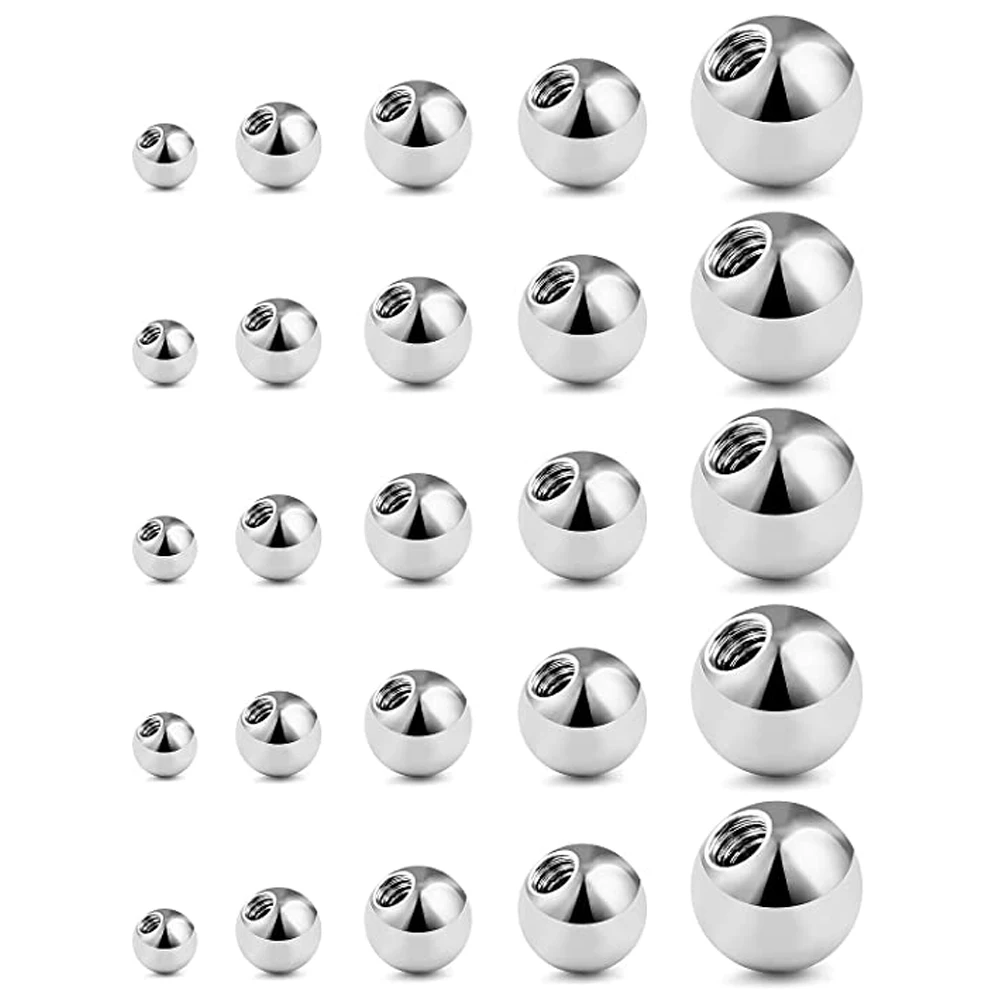 WKOUD 16G 3mm Replacement & 14G 5mm Balls Externally Threaded Nipple Industrial Tongue Belly Nose Lip Ear Piercing Barbell Parts