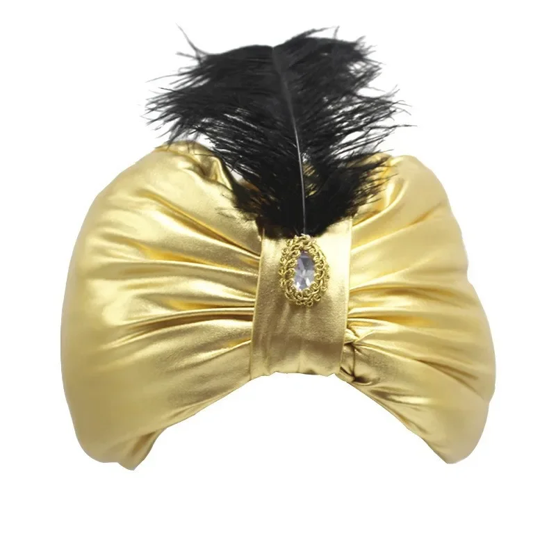 Halloween-Kostüm, indischer Kopfschmuck, Requisite, Folie, heller ethnischer Federhut, europäischer und amerikanischer Turban
