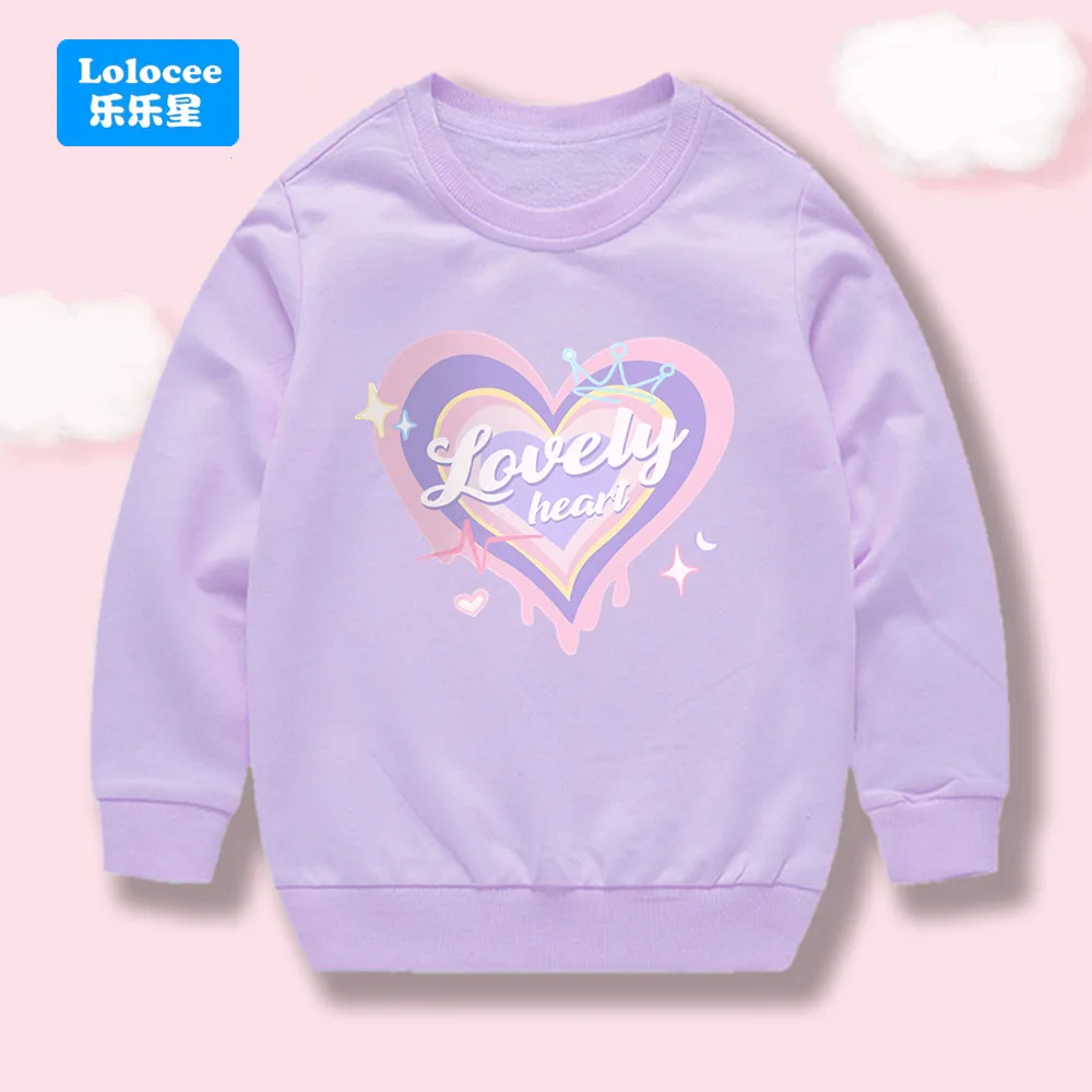 Autumn Kids Girls Sweatshirts Sisters Matching Cotton Clothes Lovely Heart Print Long Sleeve Crewneck Pullover Tops AXCH1