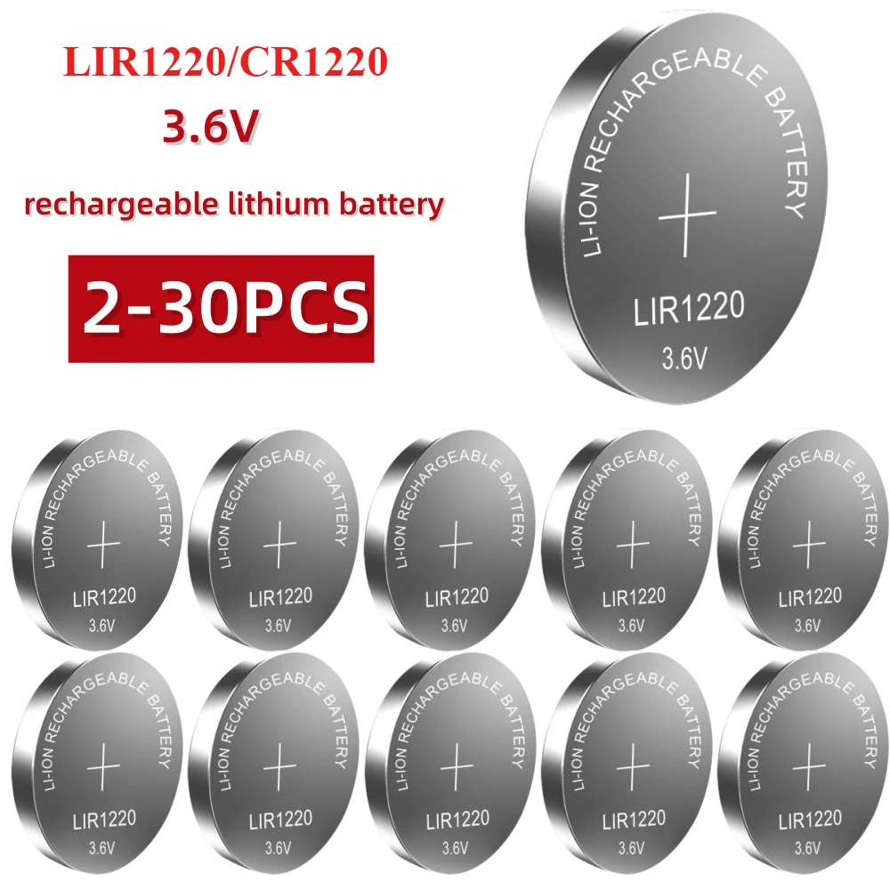 2-30PCS LIR1220 1220 3.6V Lithium Batteries charging Rechargeable Battery good quality.