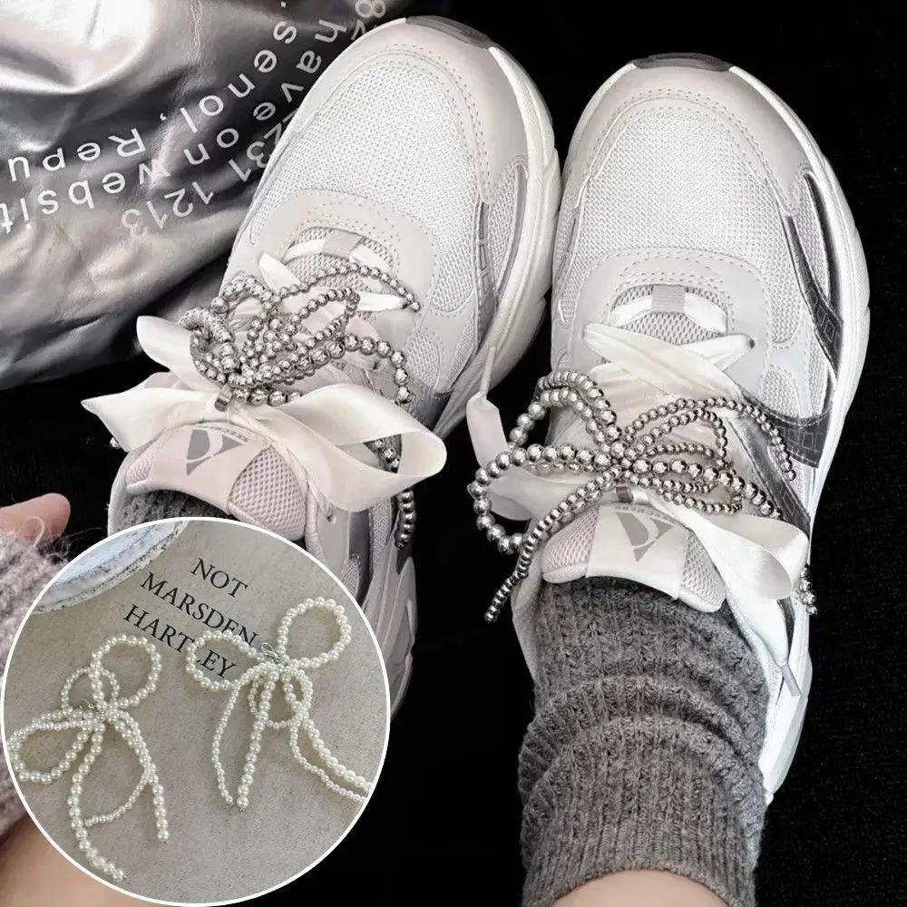 

HOT 1 Pair Bowknot Shoe Decoration Shoe Lace Clips Handmade Lace Bow Charm Shoe Buckle DIY Fashion Sneakers Decorations Jewelry