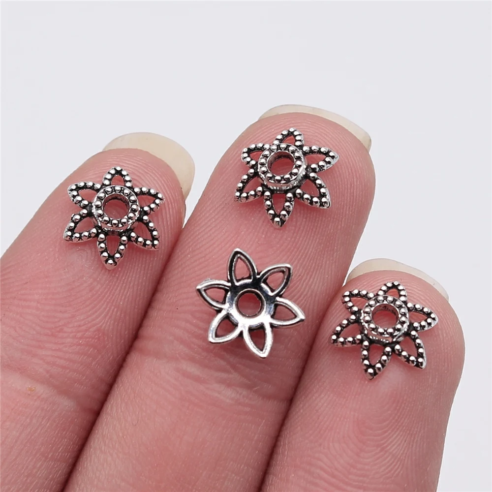 WYSIWYG 50pcs 10x10mm Bead Caps Jewelry Beads Caps 2 Colors Trendy Jewelry Accessories Making Bead Cap For Jewelry Making