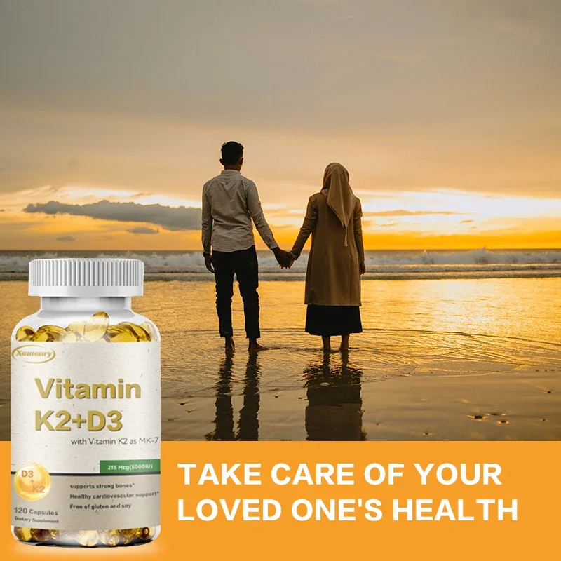 Vitamin K2 + D3 Supplement - Contains Vitamin K2 as MK-7, 215 Mcg (5000IU)