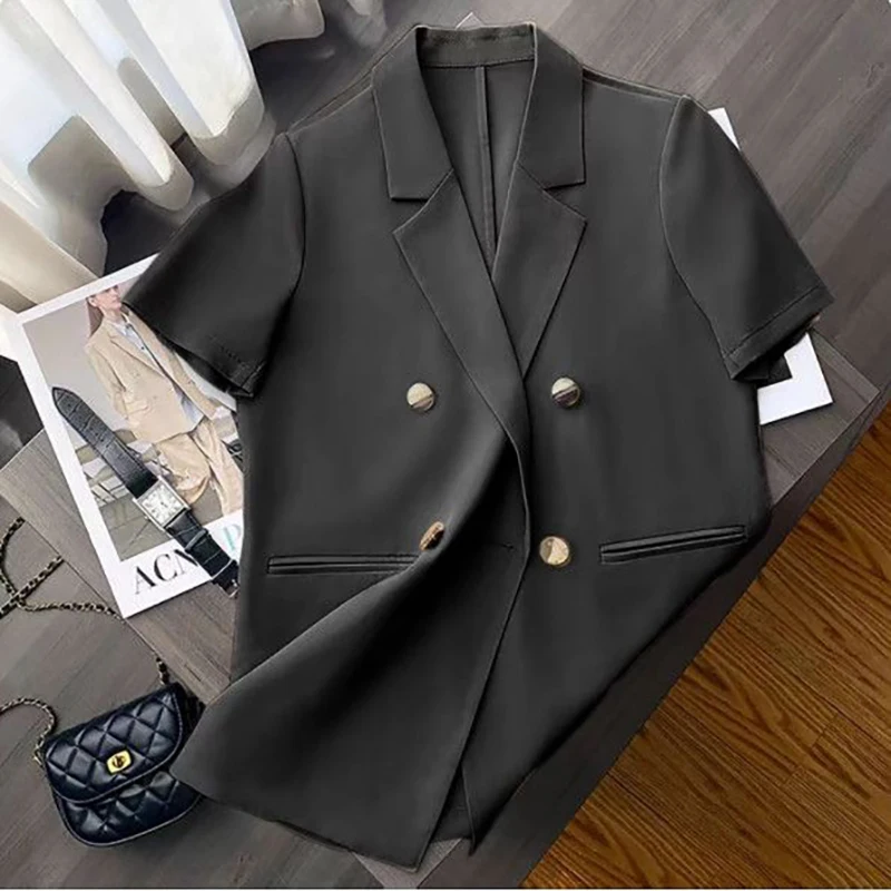Moda risvolto tasche con bottoni blazer tutto-fiammifero abbigliamento donna 2025 estate nuovo allentato tinta unita coreano top office lady blazer