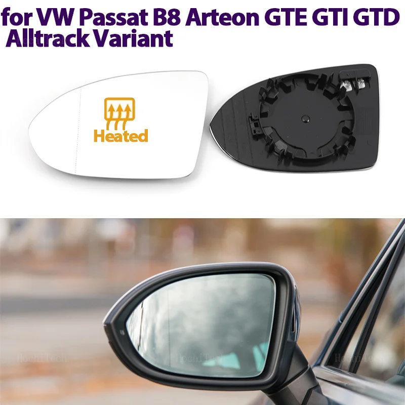 Mirror Heated Side Mirror Glass Rearview Mirror Lens for Volkswagen VW Passat B8 Arteon GTE Alltrack Variant 2015-2023