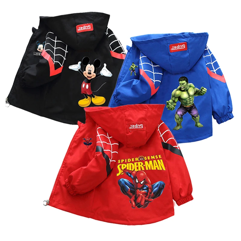 Spiderman Hooded Jackets Girls Boys 2024 Spring Autumn Sports Coats 1-10 Years Children Cartoon Outerwear Kids Casual Clothes