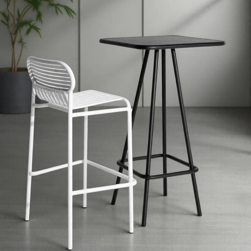 الحديثة في الهواء الطلق طاولة بار عالية وكرسي الحديد المطاوع في الهواء الطلق فناء مقهى بار الحليب الشاي متجر شرفة الجدول وكرسي combinati #3