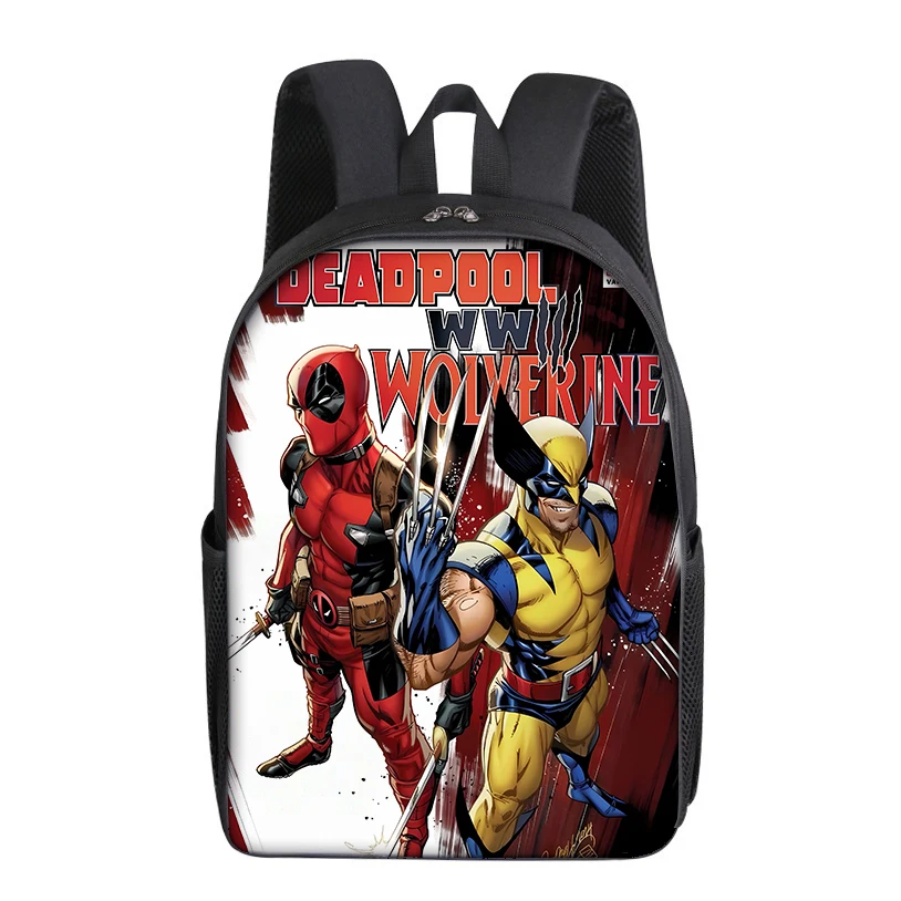 Deadpool & Wolverine Kids Backpacks Marvels Action Figures School Bags Boys Girls Outdoor Sport Travel Knapsack Children Gift