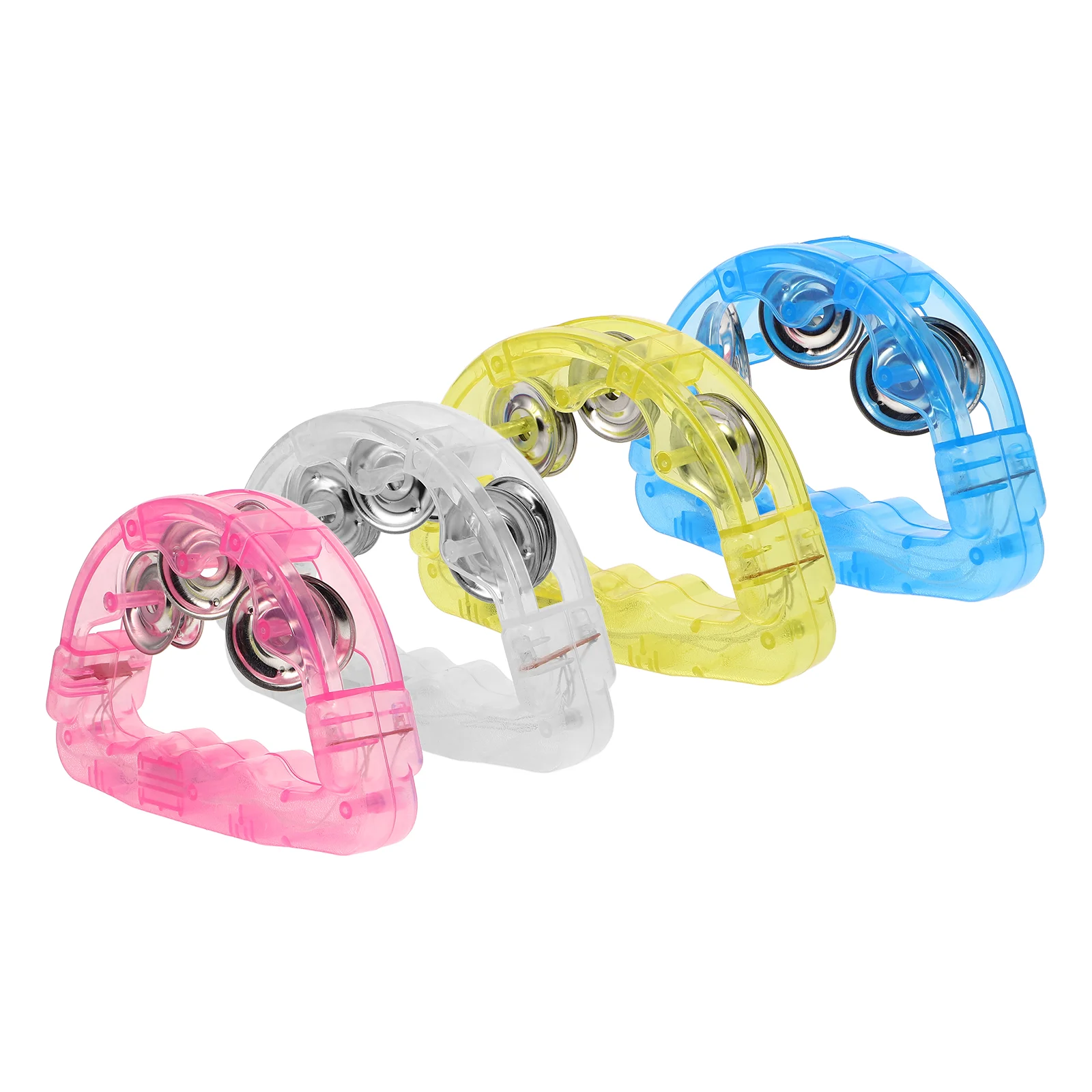 4 Pcs LED Luminous Light Tambourine Handheld Bell Kids Funny Tambourines Abs Decorative with Lights Child