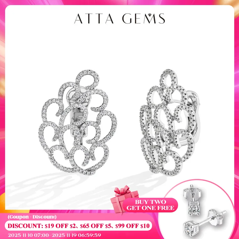 

ATTAGEMS Snowflake Women's Earrings For Party S925 Silver Moissanite Earrings D VVS1 Yellow Gold Plated Gifts Sparkling Jewelry