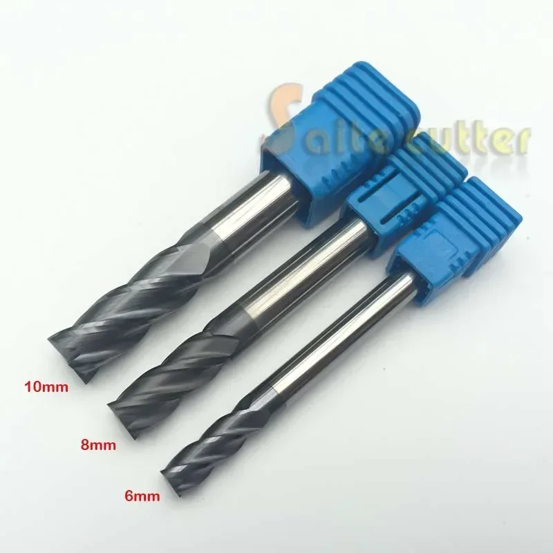 

3PCS 4f Four Flutes HRC55 Extra Long Shank Length 75mm Tungsten Carbide End Mill Bit CNC Milling Cutter 6mm 8mm 10mm Lengthen